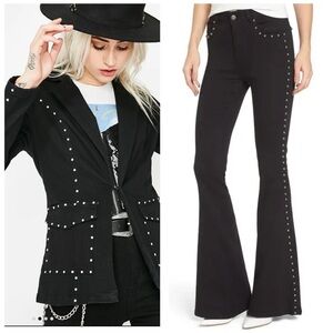 AFRM Black Wide Leg Pants with Silver Studs